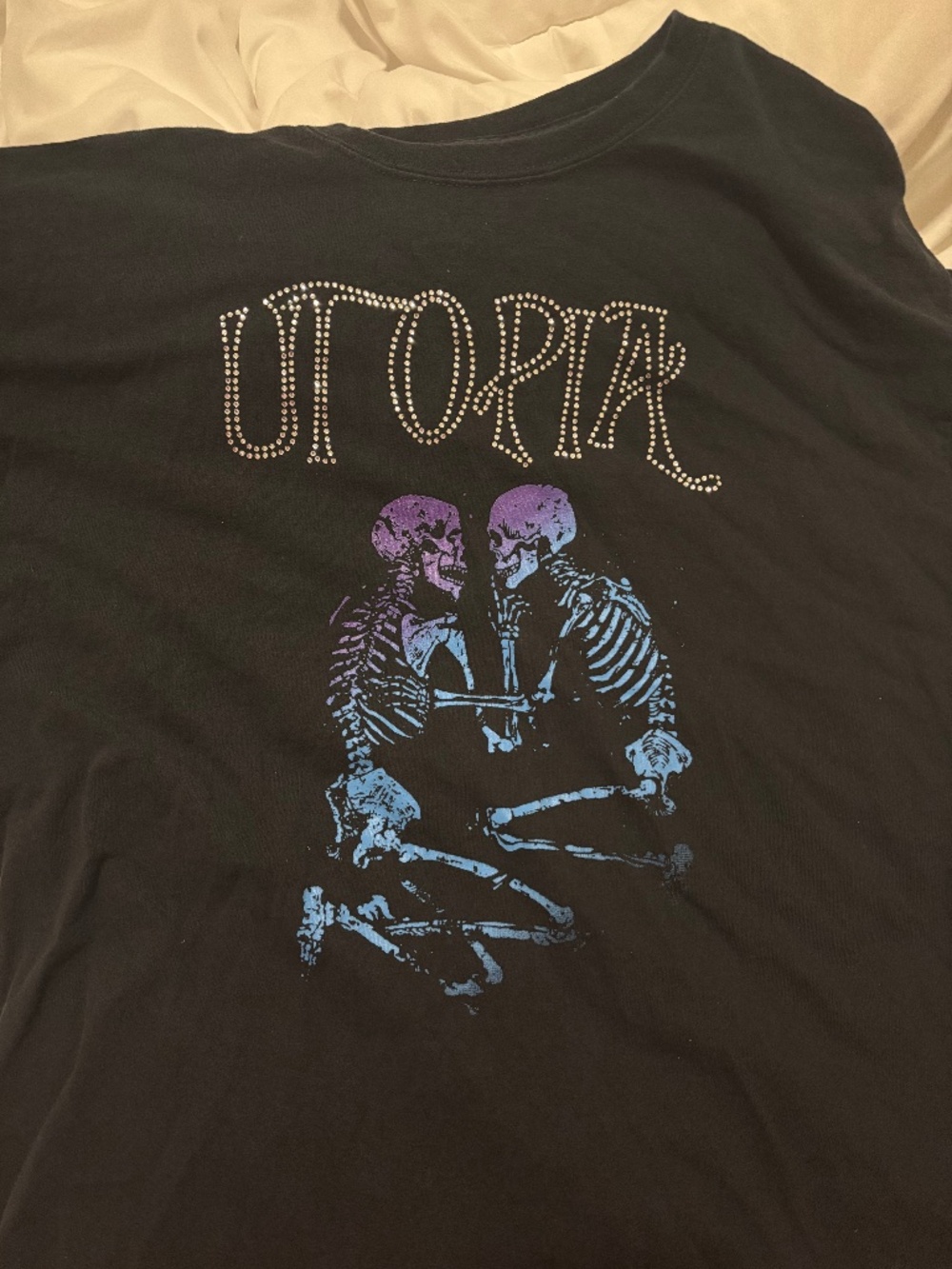 grunge rhinestone graphic tee